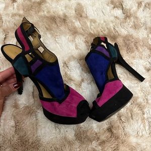 Nine West colorful platform heels size 7.5. Worn once